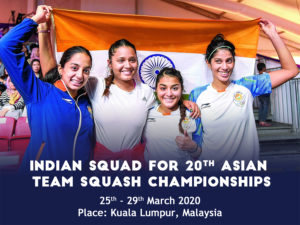 Read more about the article Indian squad for 20th Asian Team Squash Championships Announced.