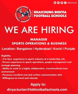 Read more about the article Bhaichung Bhutia Football Schools looking for Manager.