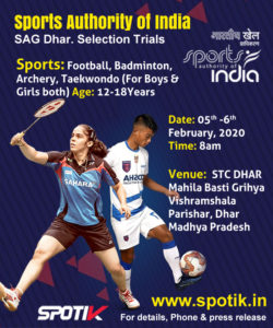 Read more about the article SAG Dhar Sports Authority of India. Selection Trials