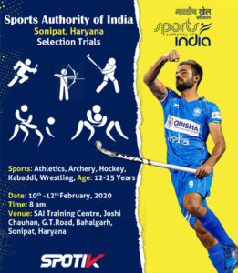 Read more about the article Sonipat, Haryana. Sports Authority of India, Selection Trials
