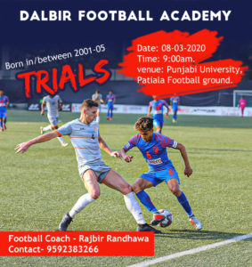 Read more about the article Dalbir Football Academy Trials for session 2020-21, Patiala, Punjab.