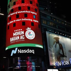 Read more about the article Times Square’s NASDAQ billboard observes Mohun Bagan day.