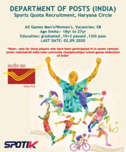 Read more about the article Haryana Postal Circle Sports Quota Recruitment 2020