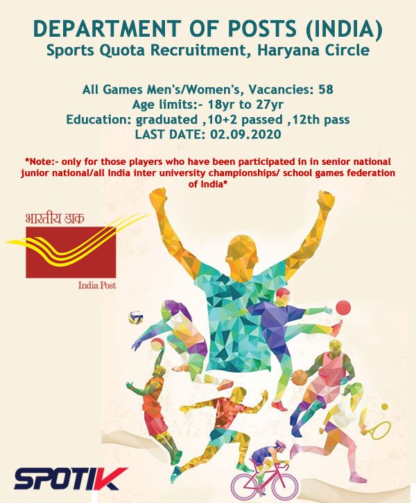 Haryana Postal Circle Sports Quota Recruitment 2020