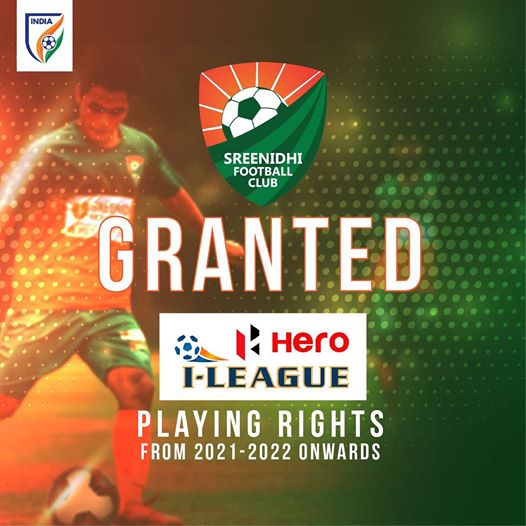 Read more about the article Sreenidhi FC has been granted playing rights for the Hero I-League from 2021-22 season.