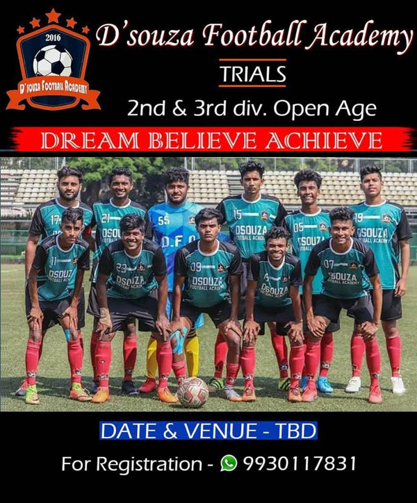 You are currently viewing D’souza Football Academy  Trials MDFA League, Mumbai