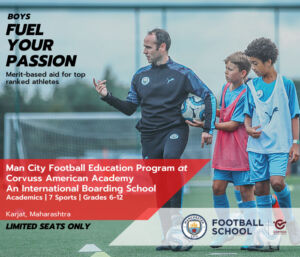 Read more about the article Manchester City Football Education Program at Corvuss American Academy. Karjat, Maharashtra.
