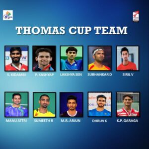Read more about the article 20-strong Indian badminton squad for next month’s Thomas and Uber Cup Finals announced.