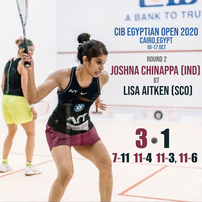 You are currently viewing Saurav Ghosal and Joshna Chinappa won their opening matches at the CIB Egyptian Open.