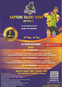 Read more about the article Badminton: Bengaluru Raptors Talent Hunt