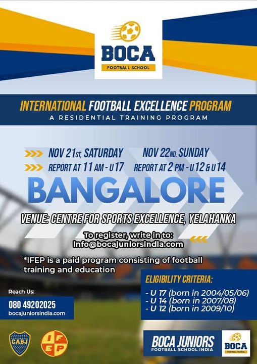 Boca Juniors Football School Trials, Bengaluru