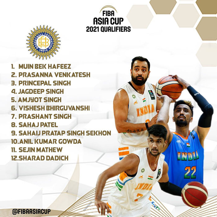 You are currently viewing Basketball: India’s 12-player roster for FIBA Asia Cup 2021 Qualifiers Window 2