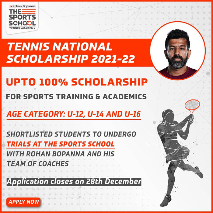 Read more about the article Rohan Bopanna Tennis  Academy National Scholarship 2021-22