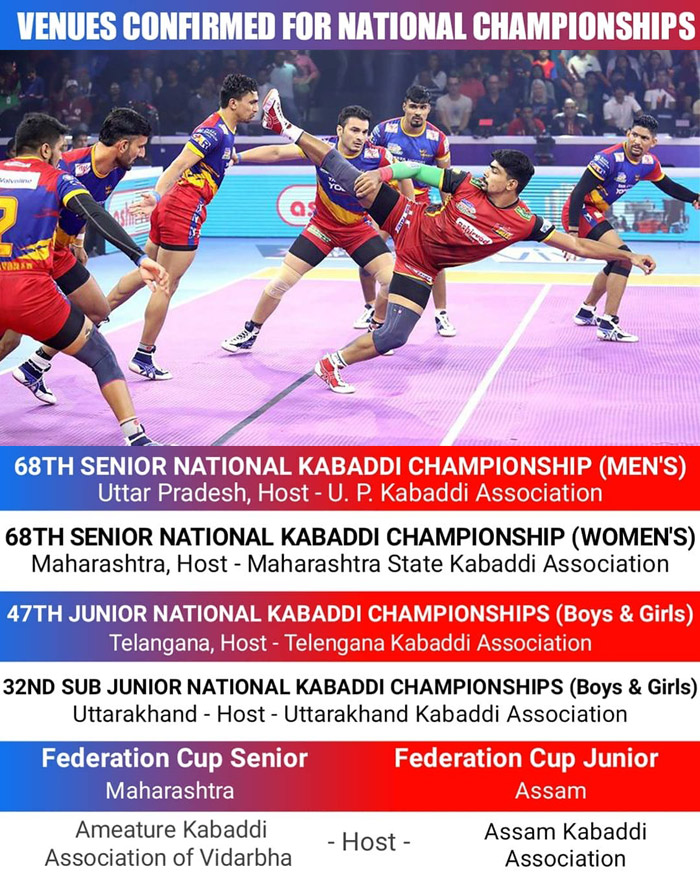 Read more about the article 68th Senior National Kabaddi Championship Venues Confirmed.