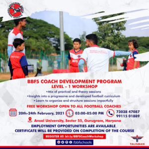 Read more about the article BBFS, Football Coach Development Workshop at Gurgaon