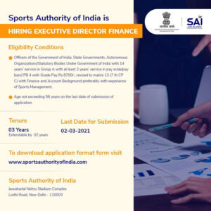 Read more about the article Sports Authority of India is Hiring Executive Director Finance.