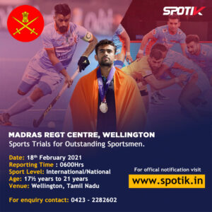 Read more about the article Madras Regiment Center – Sports Trials for Outstanding Sportsmen.