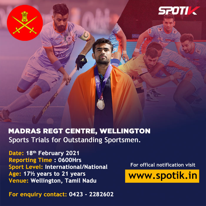 You are currently viewing Madras Regiment Center – Sports Trials for Outstanding Sportsmen.