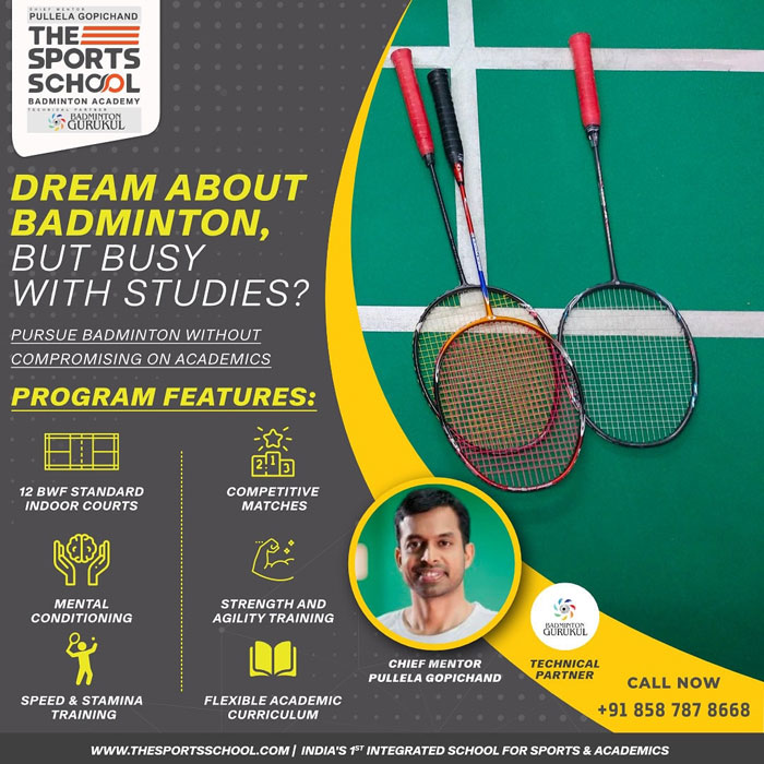 The Sports School Badminton Academy with Pullela Gopichand as Chief ...