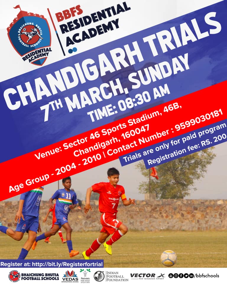 You are currently viewing Bhaichung Bhutia Football Schools﻿, Chandigarh Trials