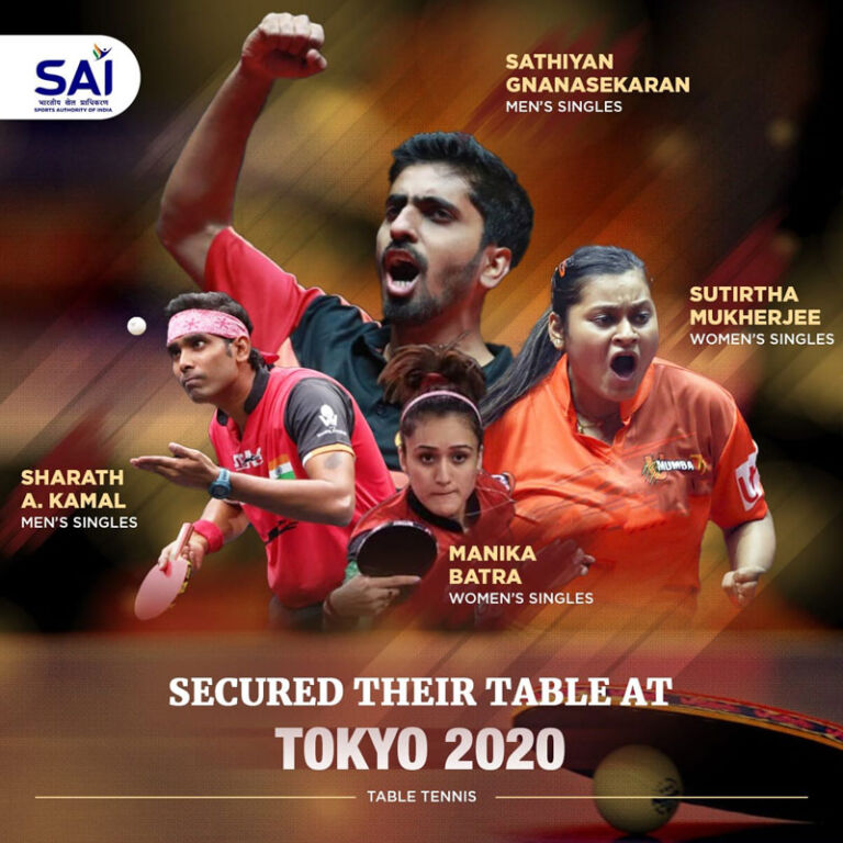 Read more about the article Table Tennis: Four Indian players qualify for Tokyo 2021 Olympics