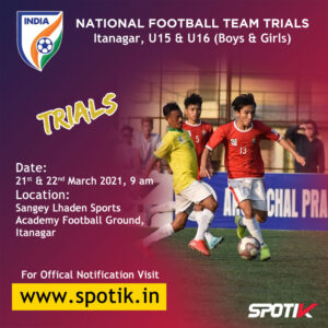 Read more about the article National Football Team Trials Itanagar, U15 & U16 (Boys & Girls)
