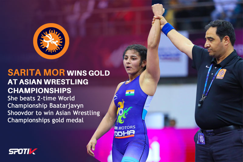 Read more about the article Wrestling Asian Championships: Sarita Mor defends gold medal with a sensational comeback in final