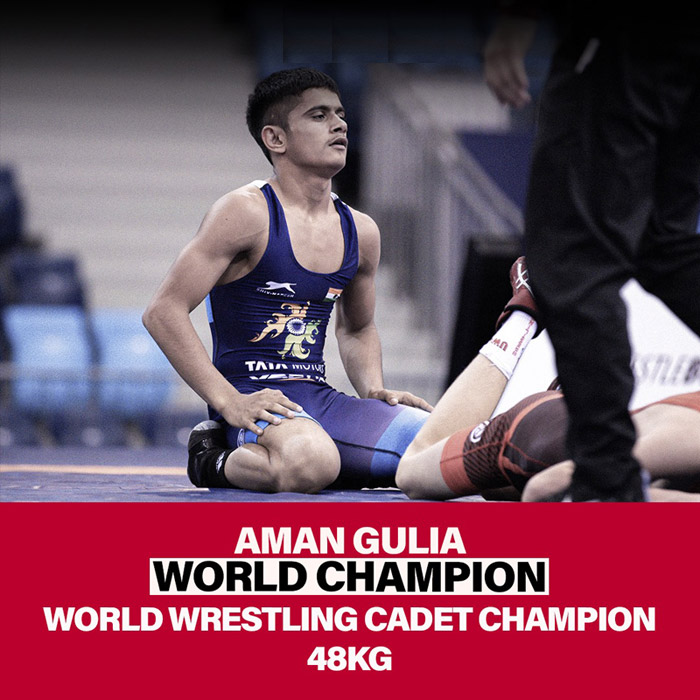 Read more about the article Indian wrestlers Aman Gulia and Sagar Jaglan become cadet world champions.