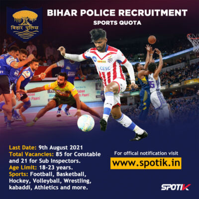 Read more about the article Bihar Police Sports Quota Recruitment 2021 Constable & SI Posts
