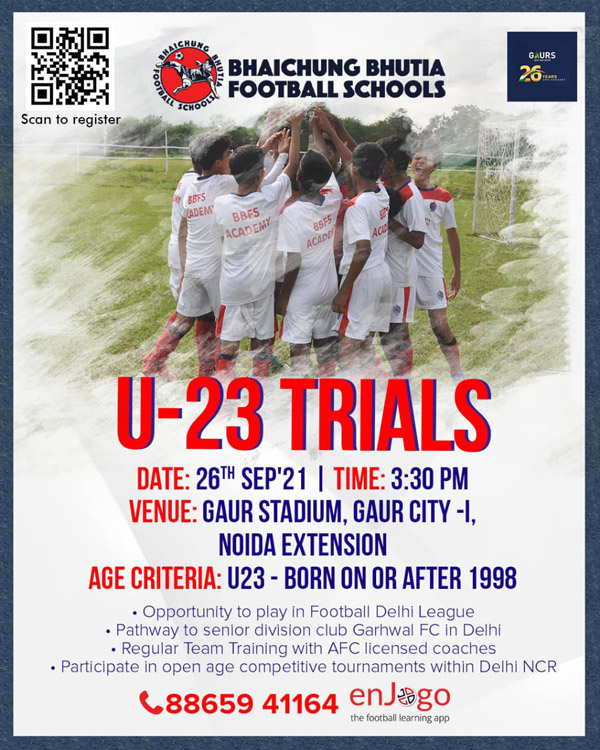 You are currently viewing Bhaichung Bhutia Football Schools U23 Trials, Delhi NRC