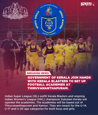 Read more about the article Government of Kerala join hands with Kerala Blasters, Gokulam Kerala to set up football academies