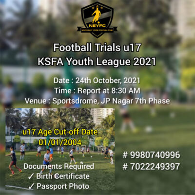 Read more about the article North East Youth Football Club U17 Trials, Bangalore