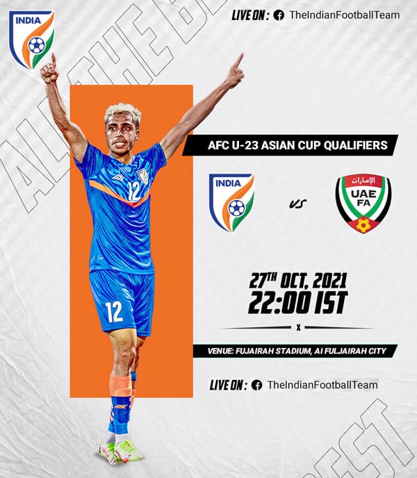 You are currently viewing Matchday: The India U-23 Team in takes on hosts UAE in their second match in the U-23 AFC Asian Cup Qualifiers