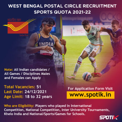 Read more about the article West Bengal Postal Circle Recruitment 2021 Sports Quota