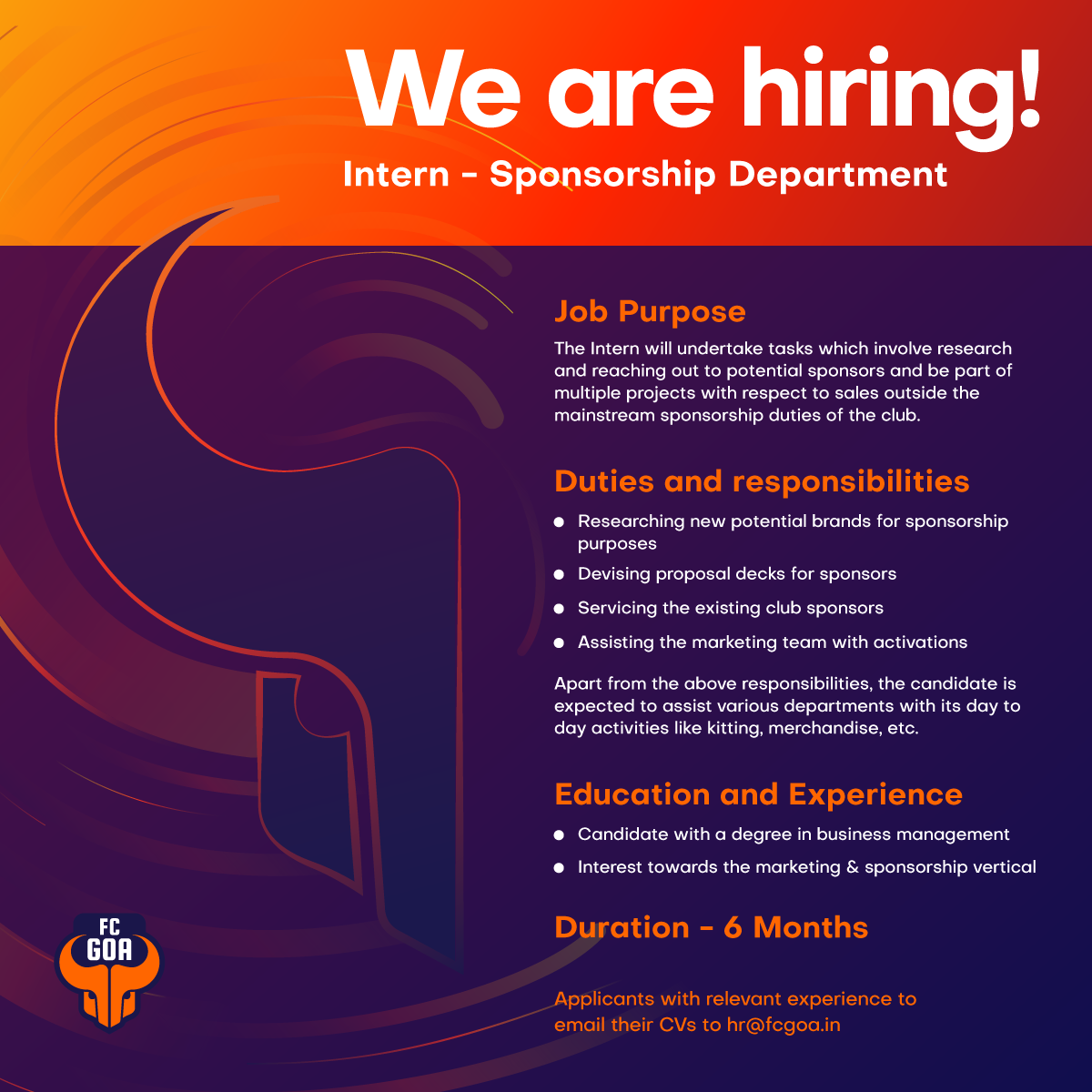 You are currently viewing FC Goa Hiring Intern – Sponsorship Department.