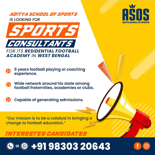 Read more about the article Aditya School of Sports is looking for Sports (Football) Consultants.