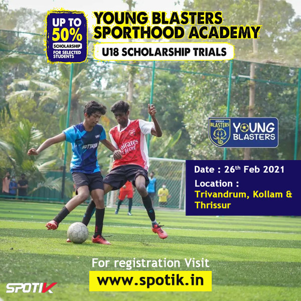 Read more about the article Young Blasters Academy Scholarship Trials, Trivandrum, Kollam & Thrissur.