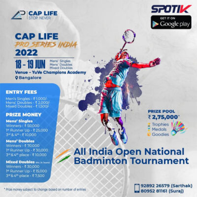 Read more about the article Badminton : Cap Life Pro Series India, Bengaluru.