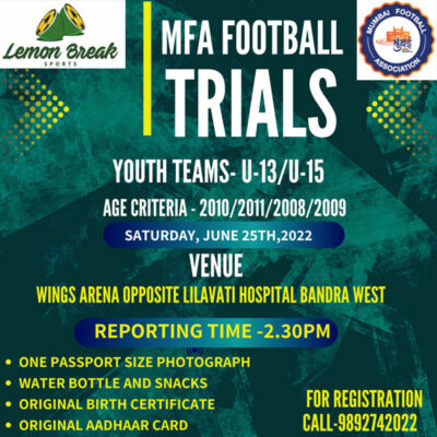 Read more about the article Lemon Break Sports MFA Youth Trials, Mumbai.