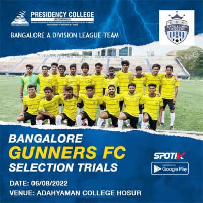 Read more about the article Bangalore Gunners FC Selection Trials, Hosur.