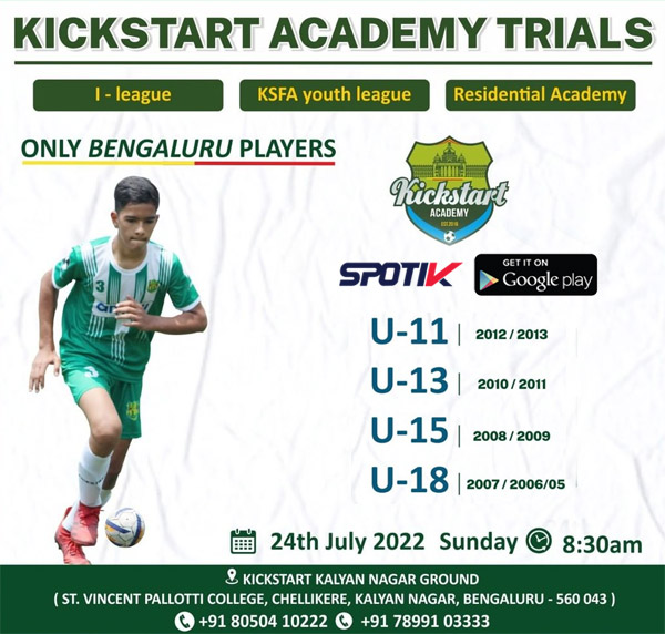 You are currently viewing KickStart Football Academy Trials, Bengaluru.
