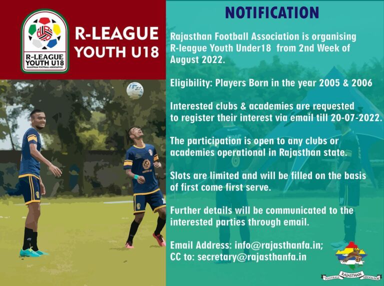 Read more about the article Rajasthan Football Association – R-league Youth Under18