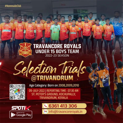 Read more about the article Travancore Royals FC U15 Trials, Trivandrum.