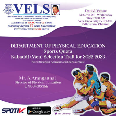 Read more about the article VELS University Kabaddi Trials, Chennai.