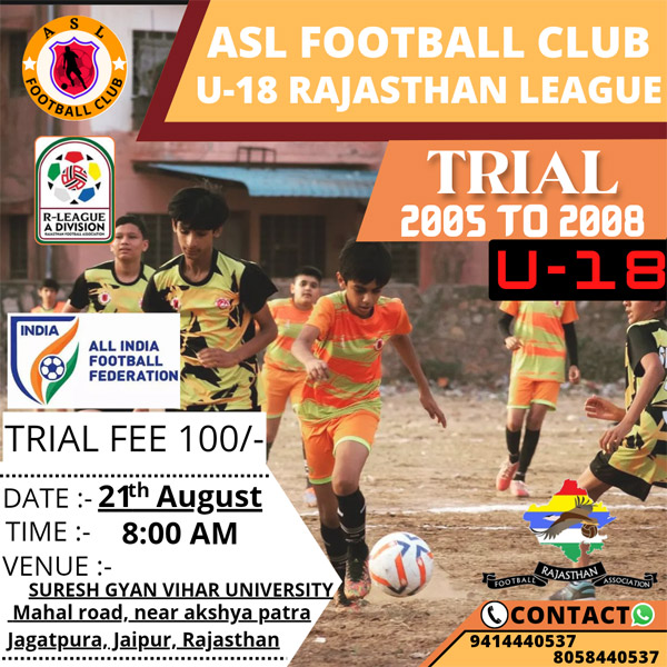You are currently viewing ASL FC under 18 Trials, Jaipur