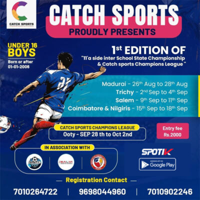 Read more about the article Catch Sports inter School State Championship, Tamil Nadu.