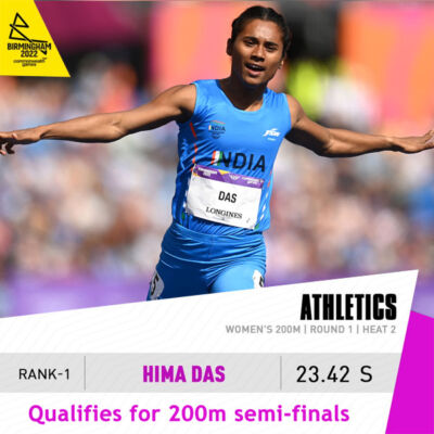 Read more about the article Commonwealth Games 2022: Hima qualifies for 200m semi-finals.