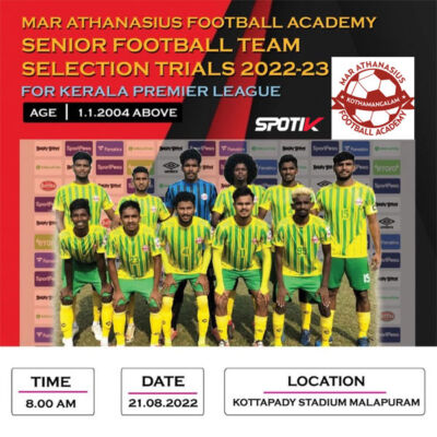 Read more about the article Mar Athanasius FA – Kerala Premier League  Trials, Kerala.