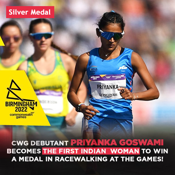 You are currently viewing CWG 2022: India’s Priyanka Goswami shatters national record to win silver medal in race walk.