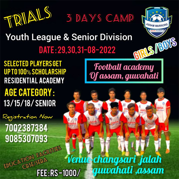 You are currently viewing Assam Warriors FC Selection Trials, Assam.